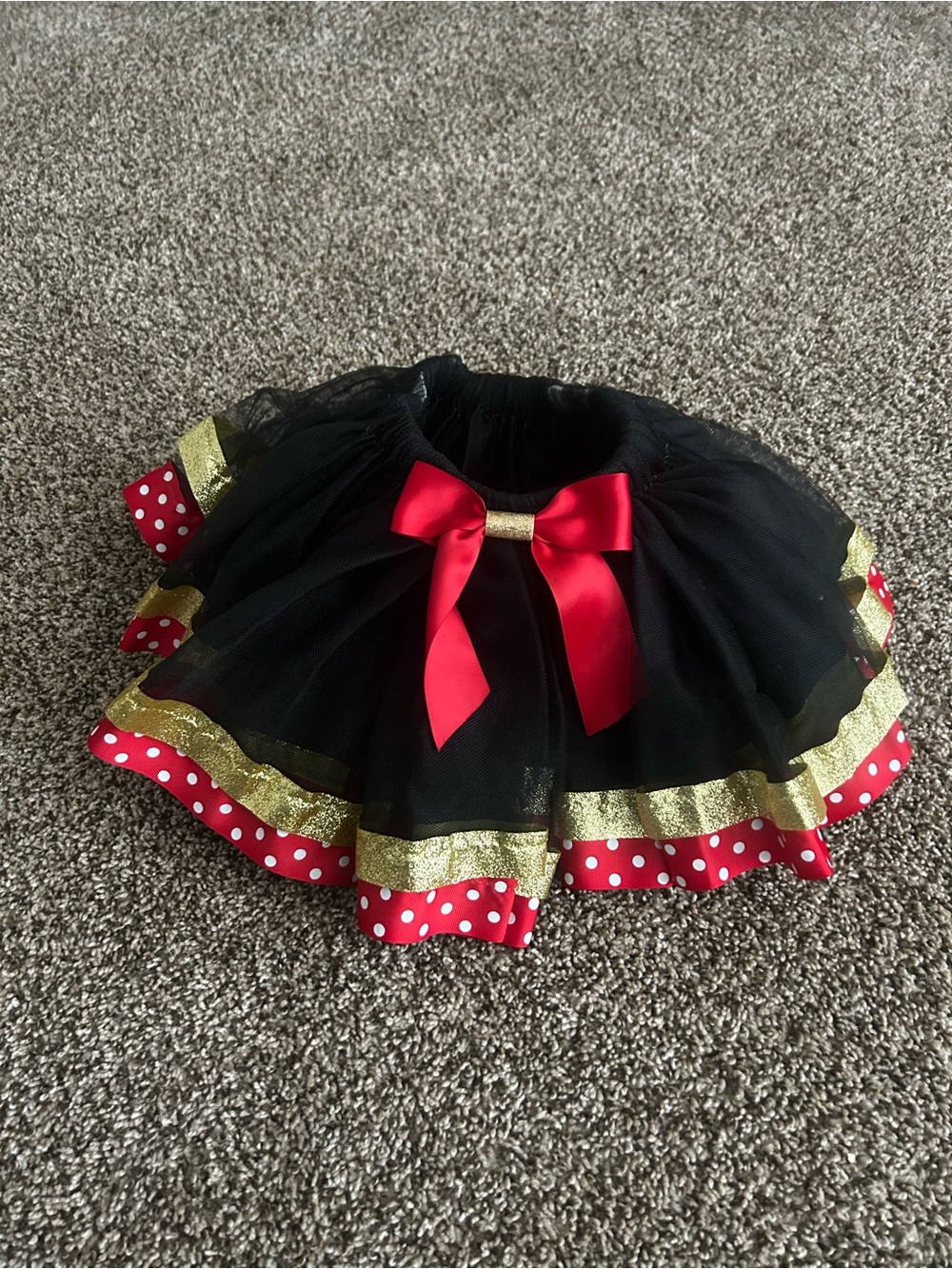 Disney Black Tulle Skirt with Red Bow and Gold Trim